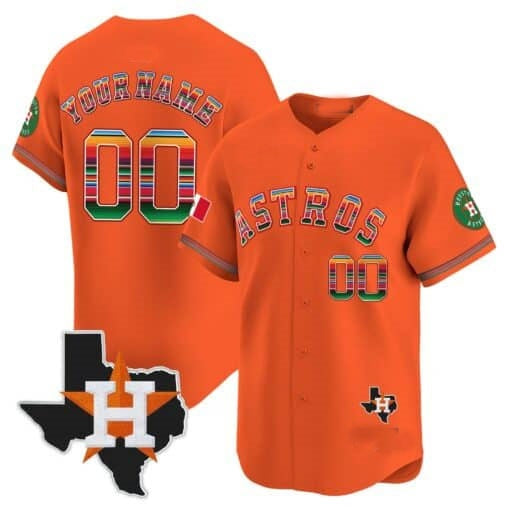 Custom Houston Astros Mexico Texas Patch Vapor Premier Limited Jersey ¨C Orange Fedasgoge