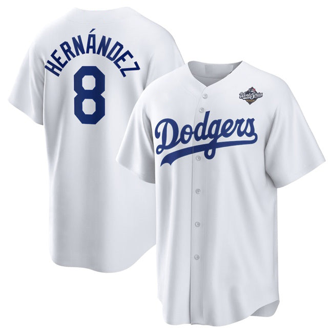 Los Angeles Dodgers #8 Enrique Hernandez White Fedasgoge 2025 World Series Home Cool Base Stitched Jersey