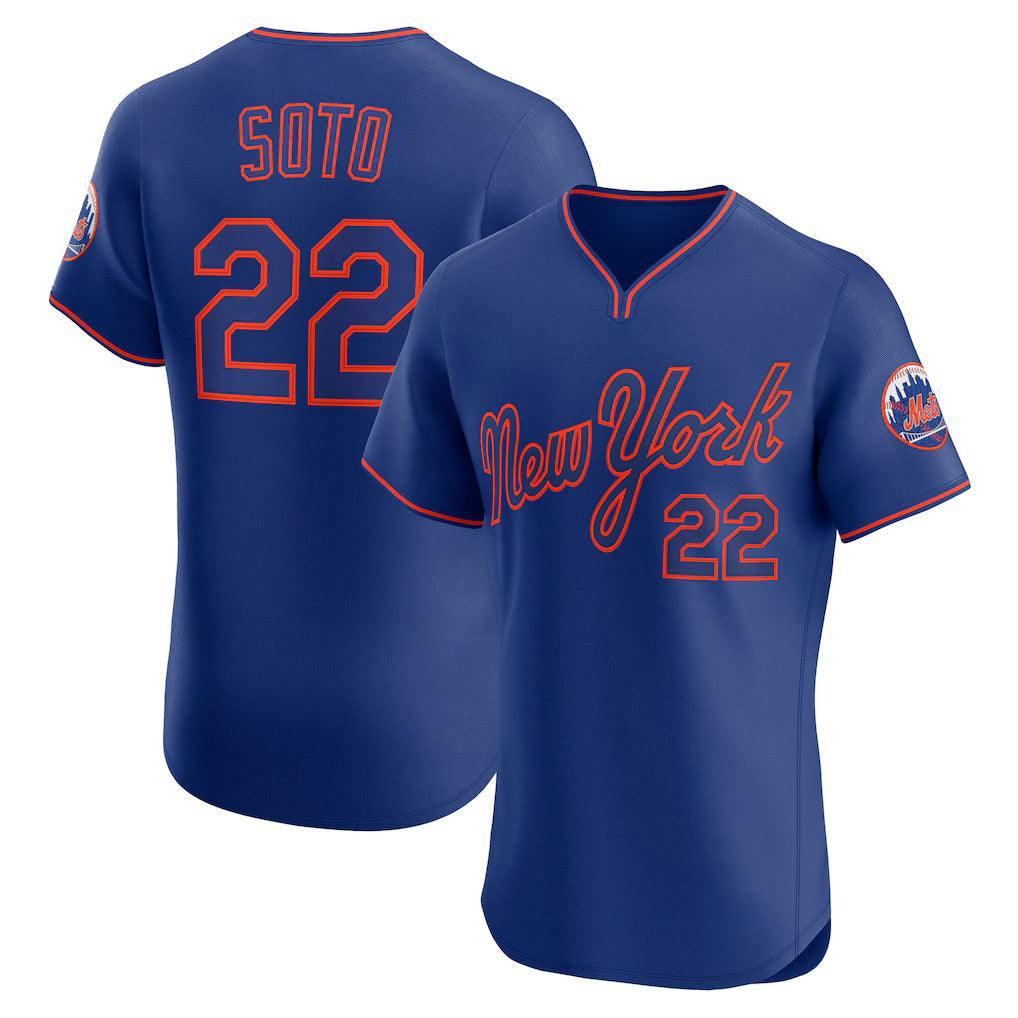 New York Mets #22 Juan Soto Royal Fedasgoge Alternate 2 Elite Jersey