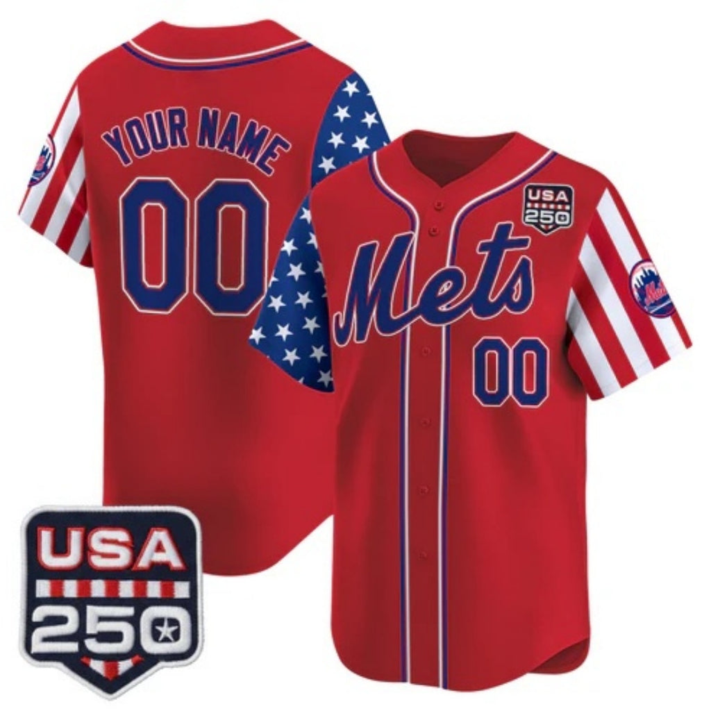 Custom New York Mets America 250 Edition Vapor Premier Limited Red Fedasgoge Stitched Jerseys