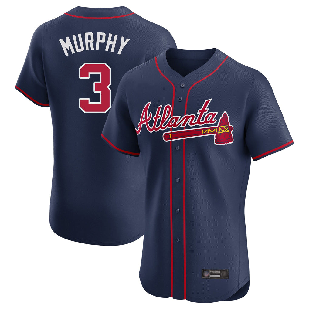 Atlanta Braves #3 Dale Murphy Player Navy Fedasgoge Limited Elite Home Game Stitched Jerseys