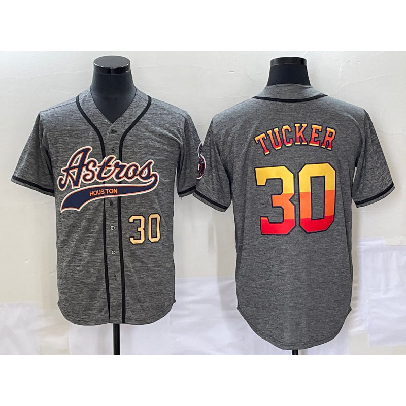Houston Astros #30 Kyle Tucker Number Grey Fedasgoge Gridiron Cool Base Stitched Jersey