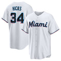 Miami Marlins #34 Liam Hicks White Fedasgoge Home Replica Jersey
