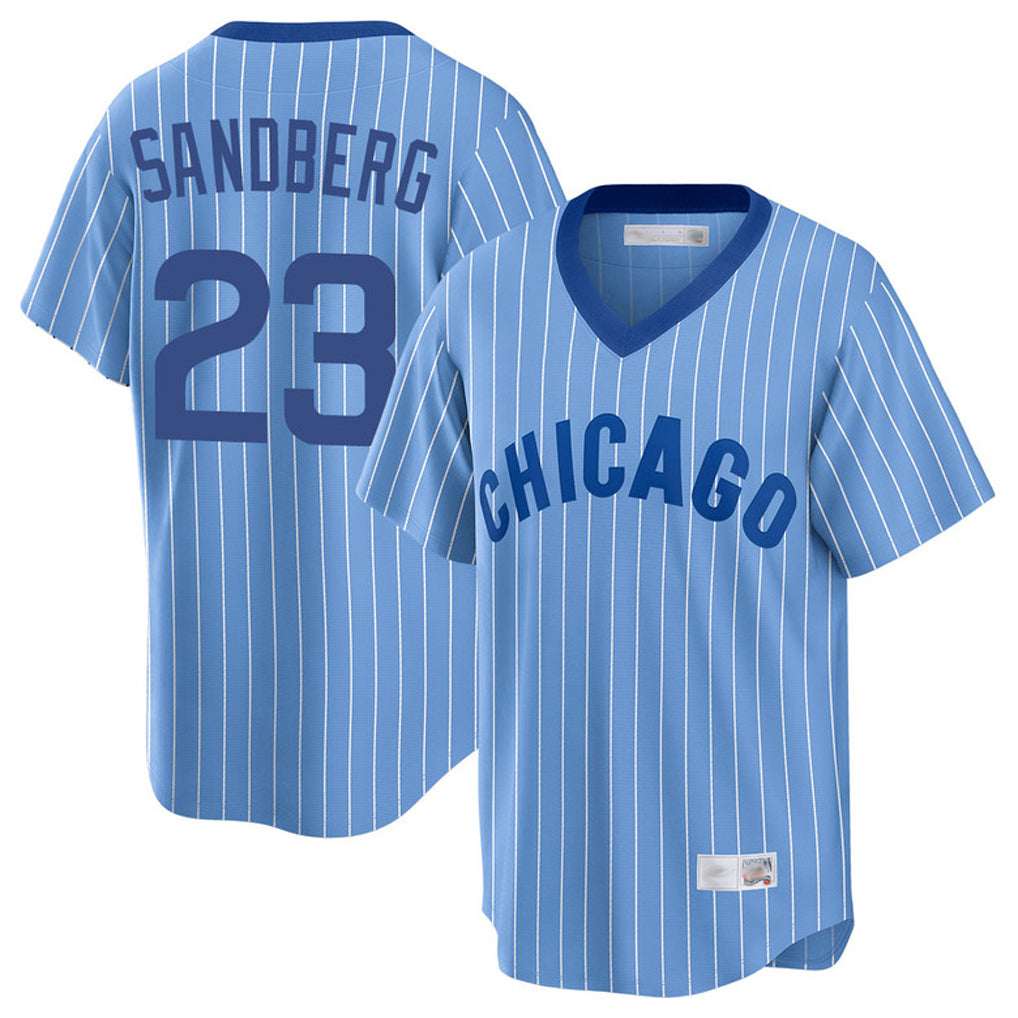 Chicago Cubs #23 Ryne Sandberg Player Blue Fedasgoge T-shirt Cooperstown Collection Limited Stitched Jerseys