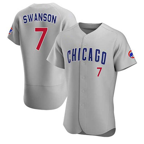 Chicago Cubs #7 Dansby Swanson Gray Fedasgoge Flex Base Stitched Jersey