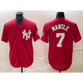 New York Yankees #7 Mickey Mantle Red Fedasgoge Fashion Cool Base Jersey