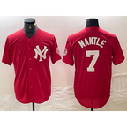 New York Yankees #7 Mickey Mantle Red Fedasgoge Fashion Cool Base Jersey