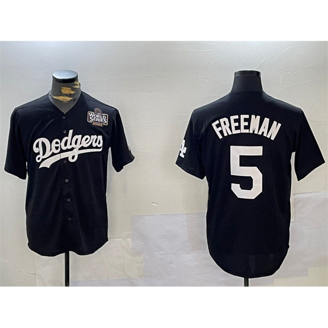 Los Angeles Dodgers #5 Freddie Freeman Black Fedasgoge 2024 World Series Cool Base Stitched Jersey 2