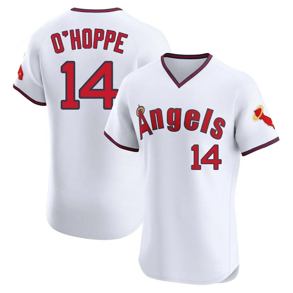Los Angeles Angels #14 Logan O'Hoppe Player White Fedasgoge T-shirt Home Limited Elite Stitched Jerseys