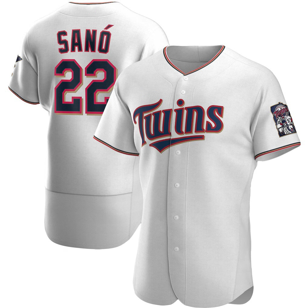 Minnesota Twins #22 Miguel Sano White Fedasgoge Home Authentic Player Jersey