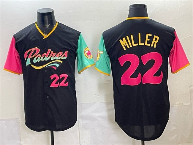 San Diego Padres #22 Mason Miller 2022 Black Fedasgoge City Connect Cool Base Stitched Jersey