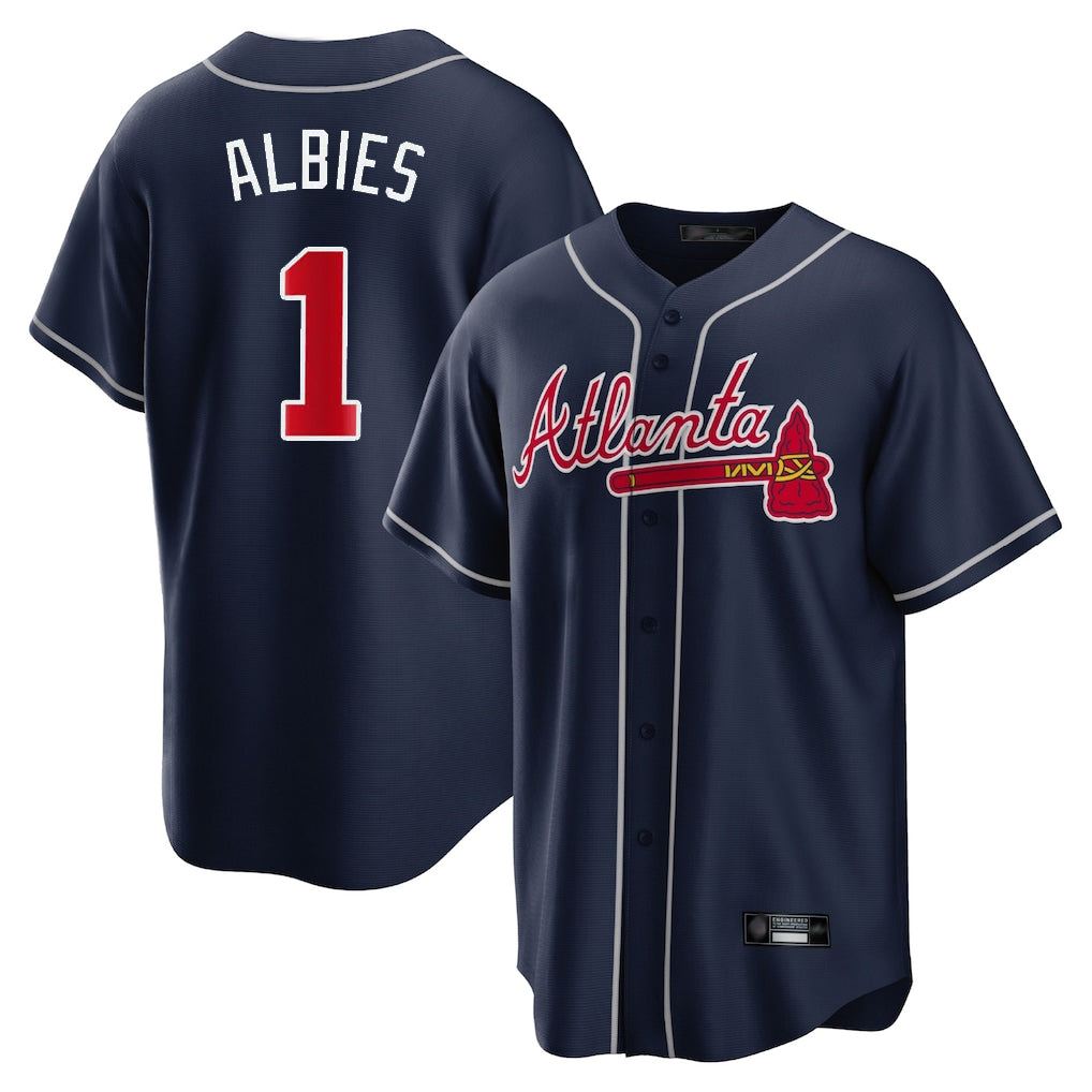 Atlanta Braves #1 Ozzie Albies Player Navy Fedasgoge Home Game Stitched Jerseys