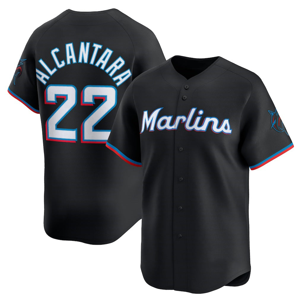 Miami Marlins #22 Sandy Alcantara Black Fedasgoge Alternate Limited Player Jersey