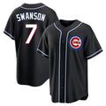 Chicago Cubs #7 Dansby Swanson Player Black Fedasgoge Fashion Out Game Stitched Jerseys