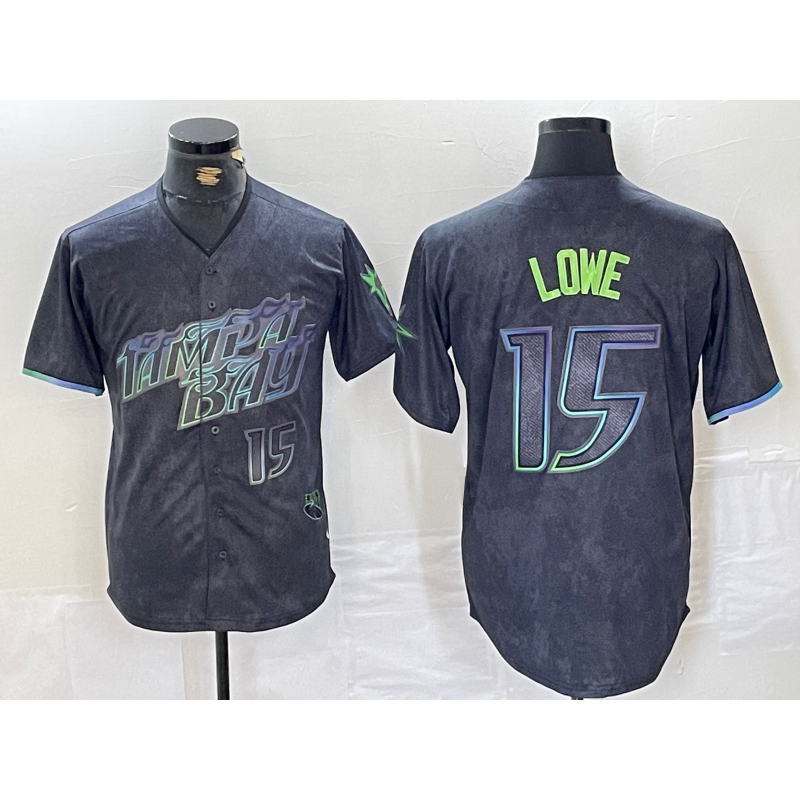 Tampa Bay Rays #15 Josh Lowe Number Charcoal Fedasgoge 2024 City Connect Limited Stitched Jersey 2