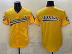 Oakland Athletics Team Big Logo 2026 Yellow Fedasgoge Alternate Sacramento Celebrating 125 Years Vapor Limited Stitched Jerseys