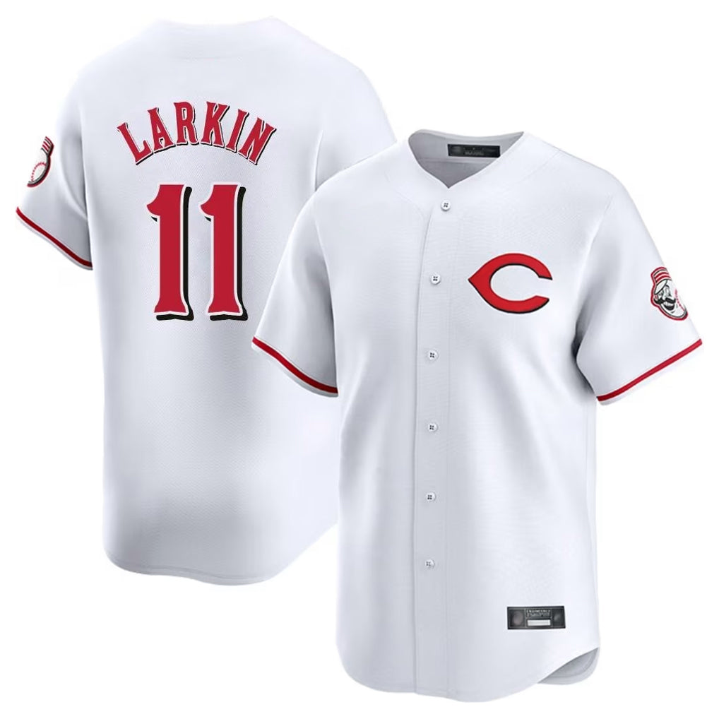 Cincinnati Reds #11 Barry Larkin Player White Fedasgoge Limited Home Stitched Jerseys