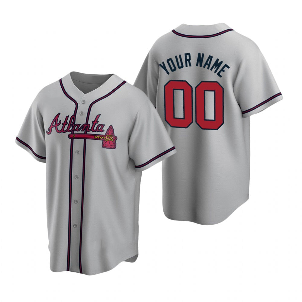 Custom Atlanta Braves Gray Fedasgoge 2020 Stitched Cool Base Road Jersey