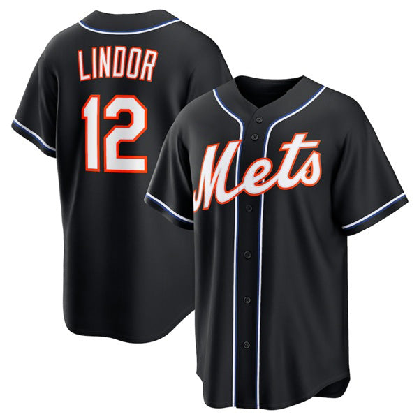 New York Mets #12 Francisco Lindor 2026 Black Fedasgoge Out Stitched Jersey