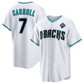 Arizona Diamondbacks #7 Corbin Carroll White Fedasgoge 2023 World Series Cool Base Stitched Jerseys