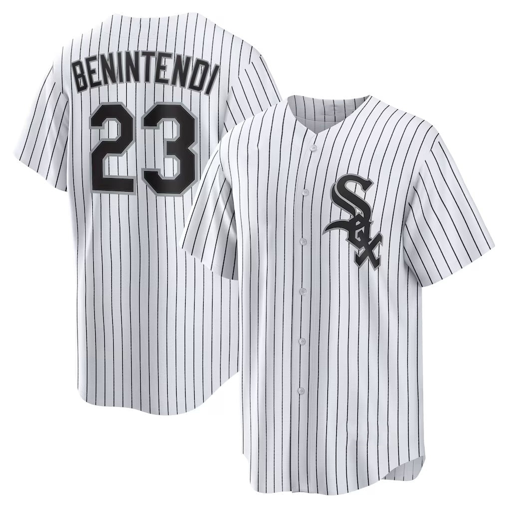 Chicago White Sox #23 Andrew Benintendi White-Black Fedasgoge Home Official Player Jersey
