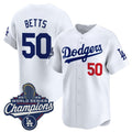 Los Angeles Dodgers #50 Mookie Betts White Fedasgoge 2025 Champions Stitched Jersey
