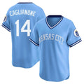 Kansas City Royals #14 Jac Caglianone Player Light Blue Fedasgoge Limited Throwback Cooperstown Collection T-shirt Stitched Jerseys