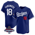 Los Angeles Dodgers #18 Yoshinobu Yamamoto Royal Fedasgoge 2024 World Series Champions Alternate Limited Stitched Jersey