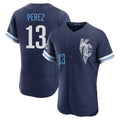 Kansas City Royals #13 Salvador Perez Player Navy Fedasgoge City Connect Limited Elite Home Stitched Jerseys