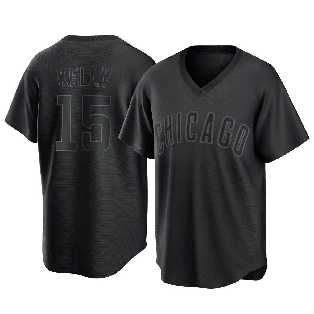 Chicago Cubs #15 Carson Kelly Player Black Fedasgoge T-shirt Home Game Stitched Jerseys
