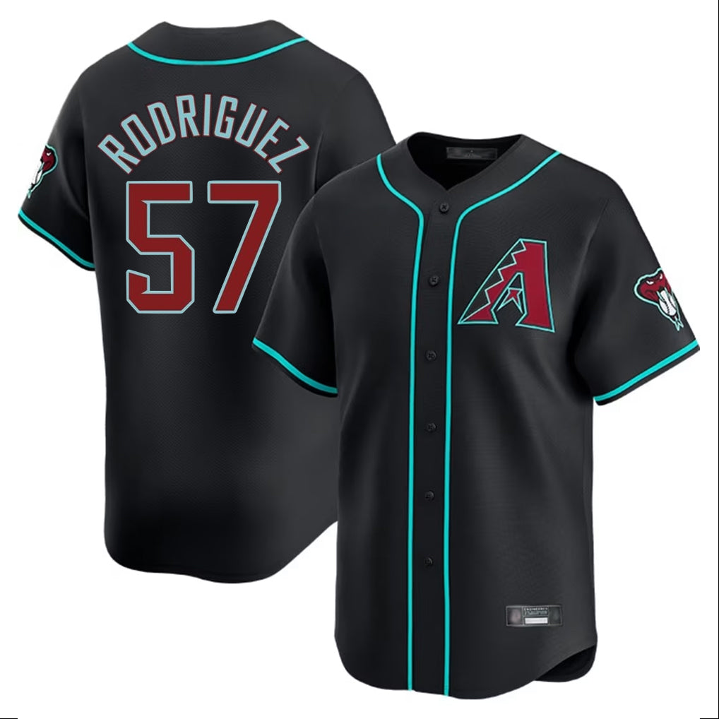 Arizona Diamondbacks #57 Eduardo Rodriguez Player Black Fedasgoge Limited Home Game Stitched Jerseys