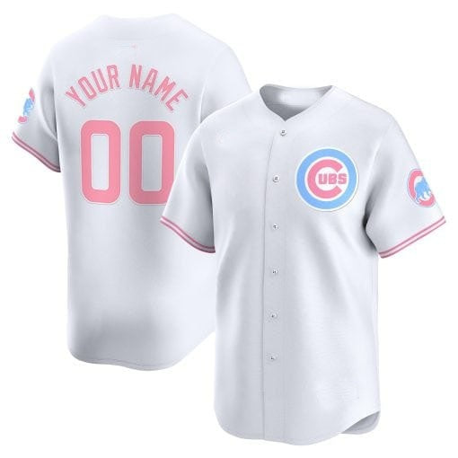 Custom Chicago Cubs Bubblegum Pink Vapor Premier Limited Jersey ¨C White Fedasgoge