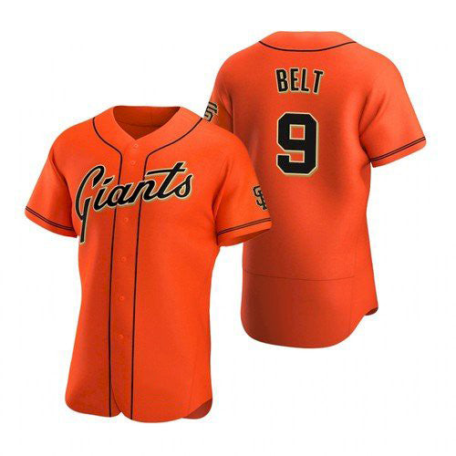 San Francisco Giants #9 Brandon Belt Orange Fedasgoge Alternate Jersey