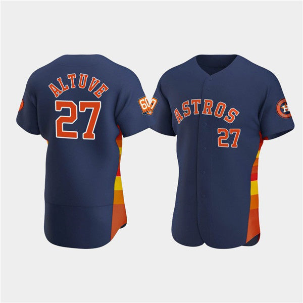 Houston Astros #27 Jose Altuve Navy Fedasgoge 60th Anniversary Flex Base Stitched Jersey