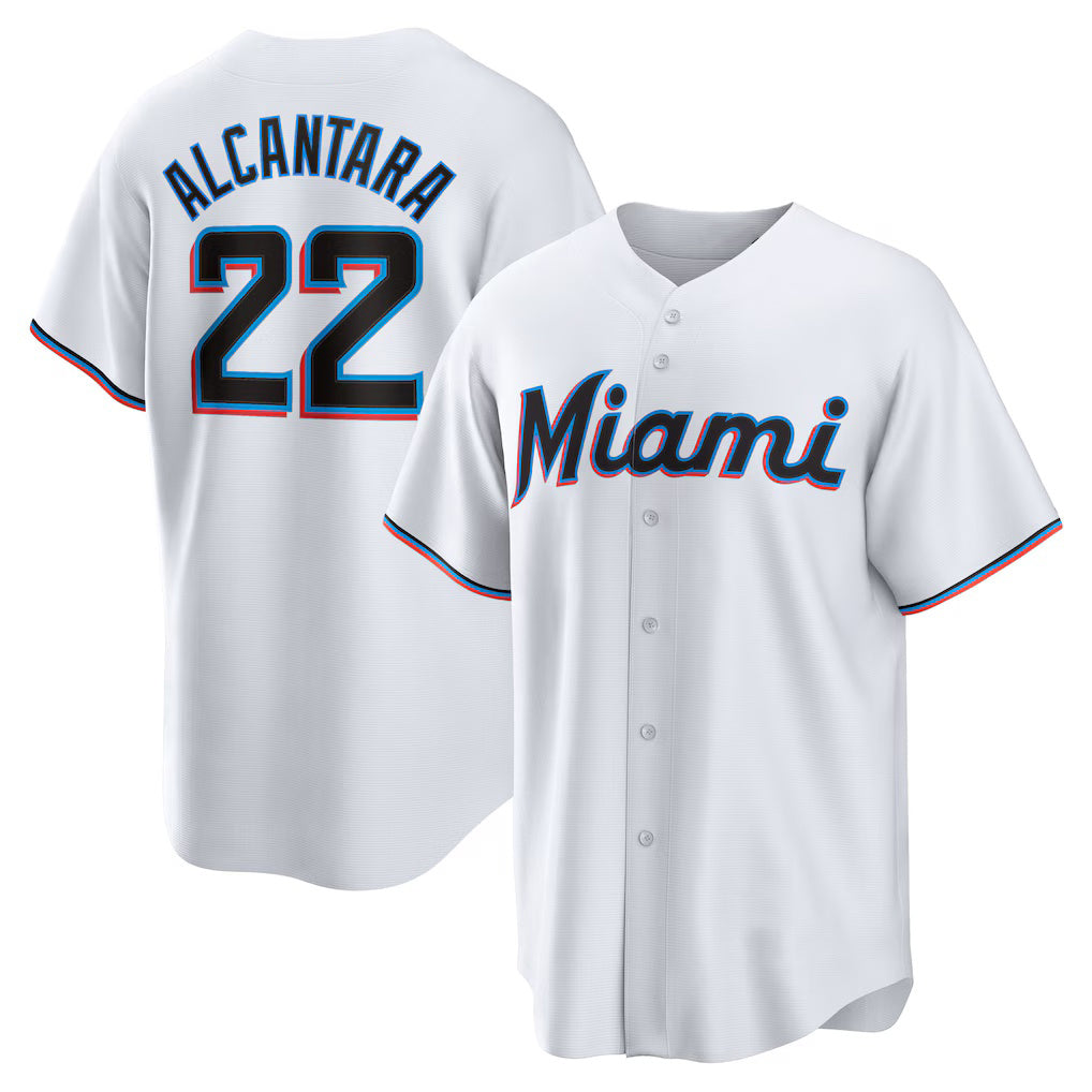 Miami Marlins #22 Sandy Alcantara White Fedasgoge Replica Player Jersey