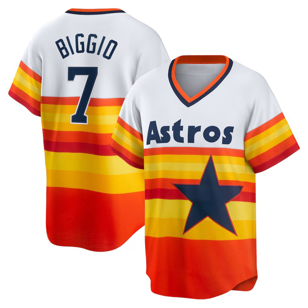 Houston Astros #7 Craig Biggio White Fedasgoge Home Cooperstown Collection Player Jersey