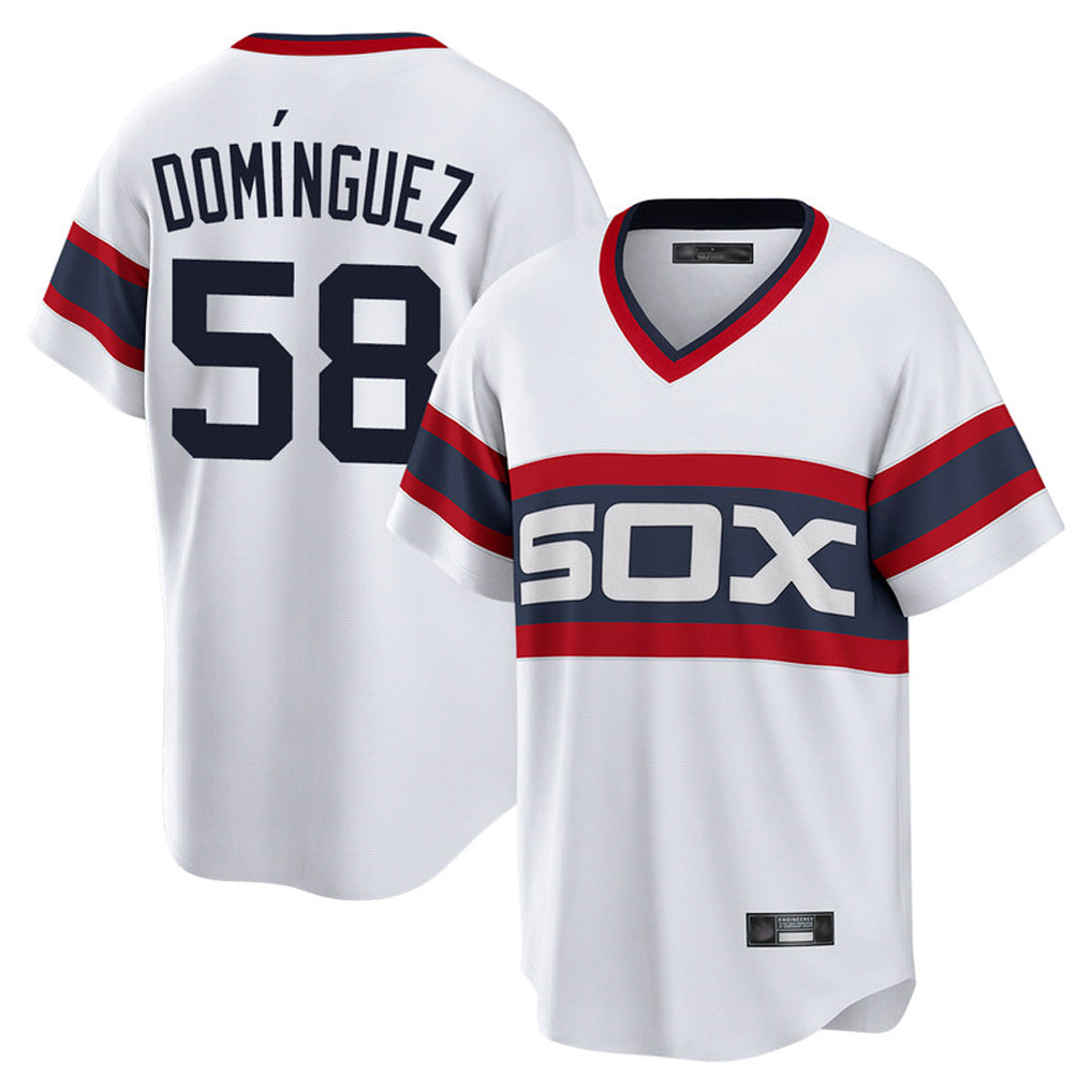 Chicago White Sox #58 Seranthony Dominguez Player White Fedasgoge T-shirt Home Game Stitched Jerseys