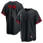 Cincinnati Reds #9 Matt McLain Player Black Fedasgoge City Connect Home Game Stitched Jerseys