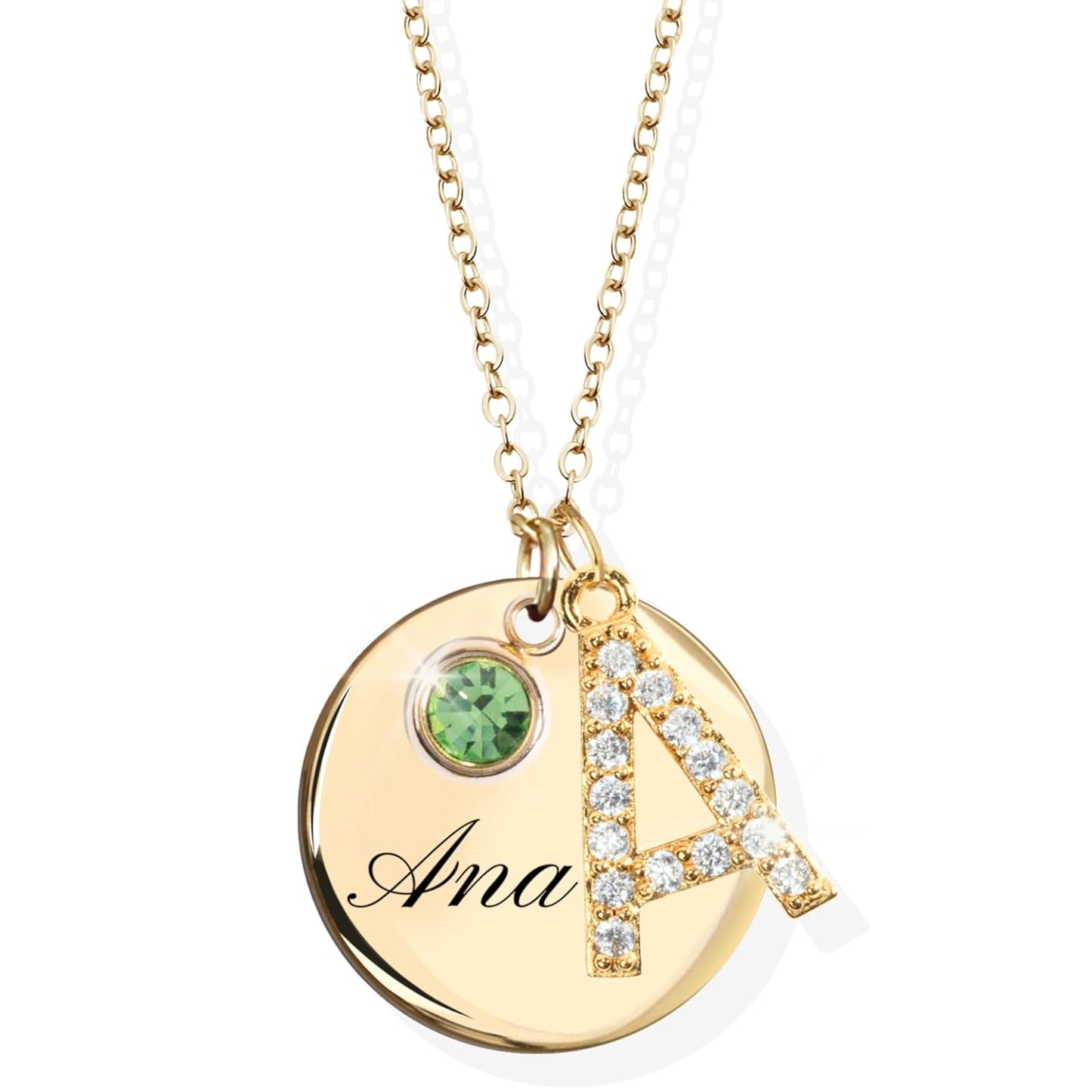 Personalized Initial Birthstone Necklace Mother's Day Gifts for Women Gold Name a Necklace Coin Pendant Custom Jewelry for Mom Gifts