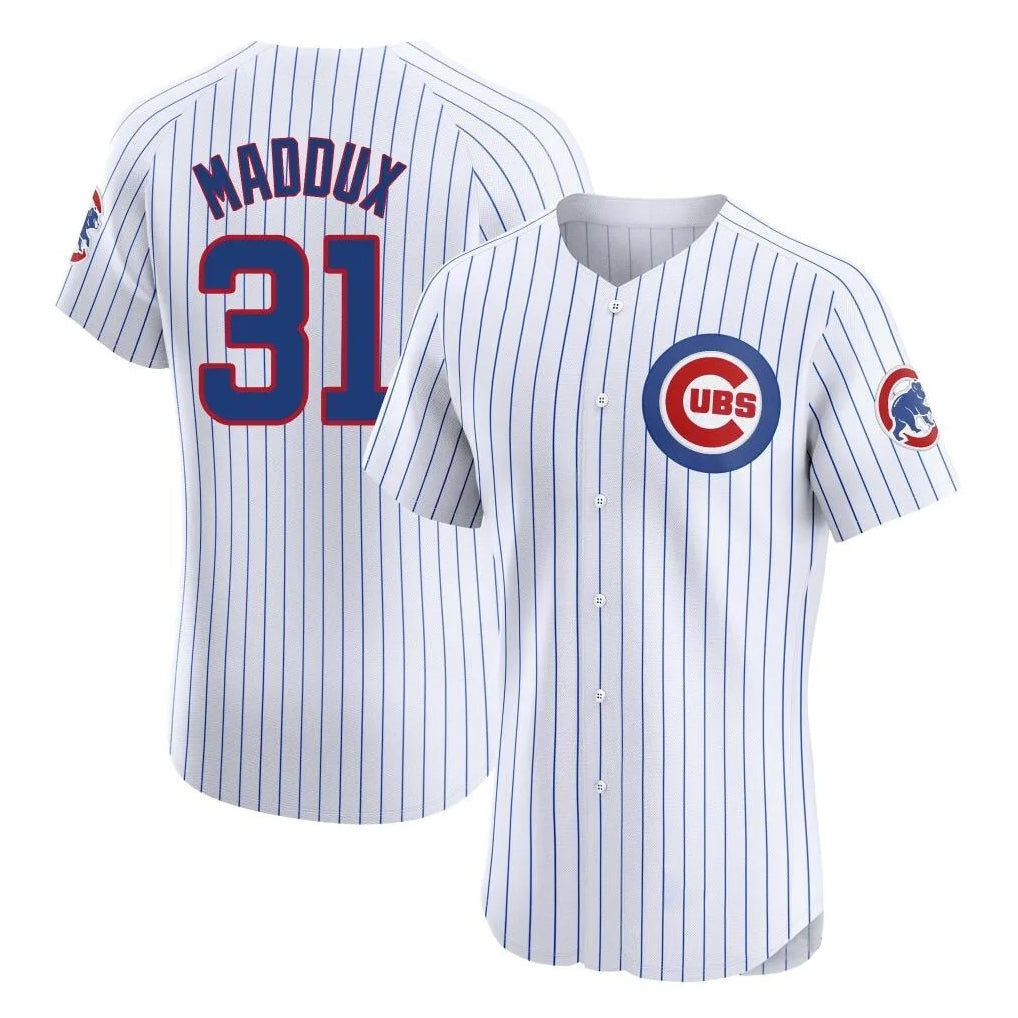 Chicago Cubs #31 Greg Maddux Player White Fedasgoge Limited Elite Home Game Stitched Jerseys