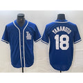 Los Angeles Dodgers #18 Yoshinobu Yamamoto Blue Fedasgoge Cool Base Stitched Jersey