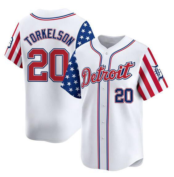 Detroit Tigers #20 Spencer Torkelson White Fedasgoge 2025 Independence Day Vapor Premier Limited Stitched Jersey