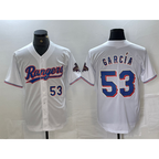 Texas Rangers #53 Adolis Garcia Number White Fedasgoge 2023 World Series Champions Cool Base Jersey