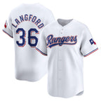Texas Rangers #36 Wyatt Langford White Fedasgoge Home Limited Player Jersey