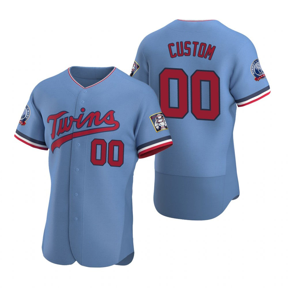 Custom Minnesota Twins Light Blue Fedasgoge Stitched Flex Base Jersey