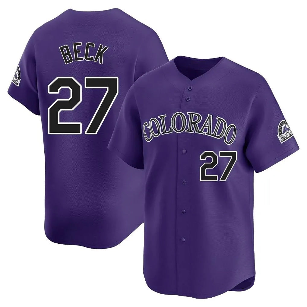 Colorado Rockies #27 Jordan Beck Player Purple Fedasgoge Limited Home Stitched Jerseys