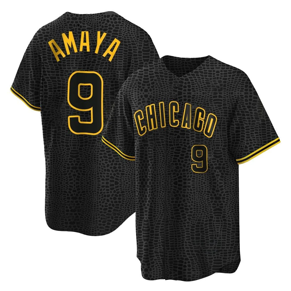 Chicago Cubs #9 Miguel Amaya Player Black Fedasgoge Snake Skin City Game Stitched Jerseys