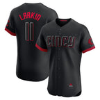 Cincinnati Reds #11 Barry Larkin Black Fedasgoge City Connect Elite Jersey
