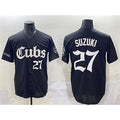 Chicago Cubs #27 Seiya Suzuki Black Fedasgoge 'Gothic North Side Edition' Vapor Premier Limited Stitched Jersey