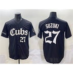 Chicago Cubs #27 Seiya Suzuki Black Fedasgoge 'Gothic North Side Edition' Vapor Premier Limited Stitched Jersey